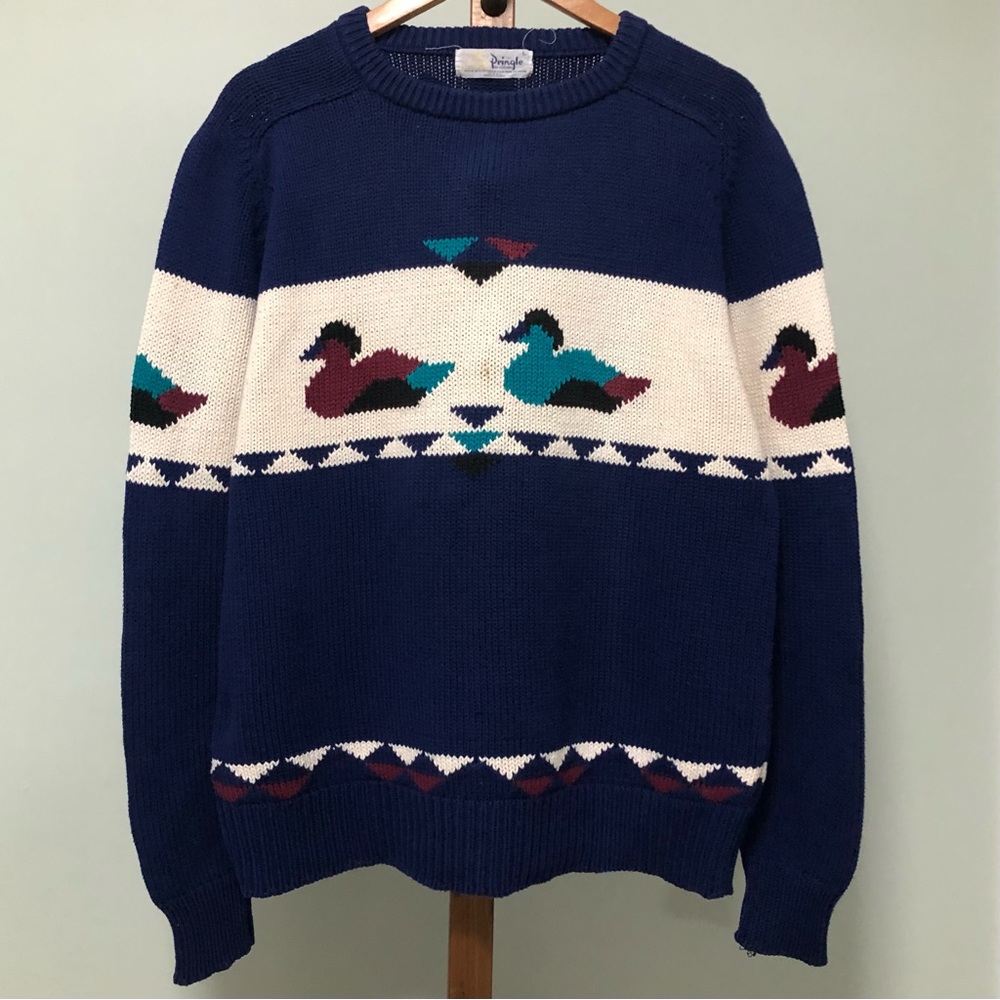 Pringle of Scotland Chunky Knit Graphic Duck Sweater